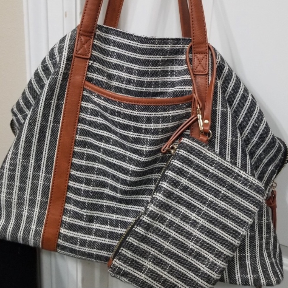 Madison West Striped Purse and Wristlet